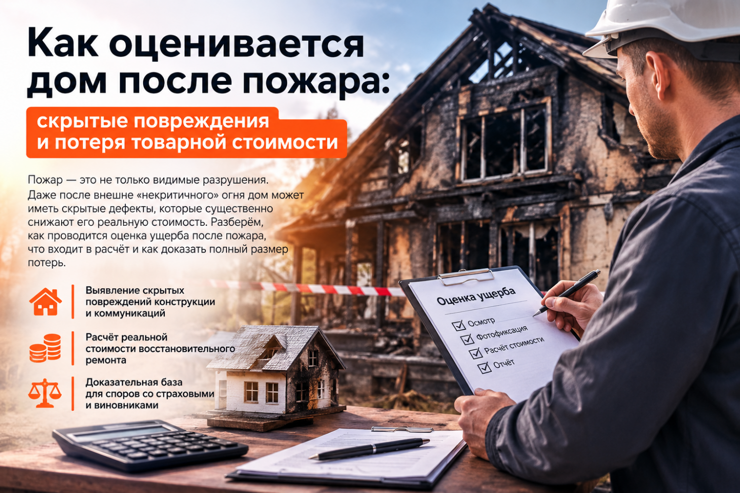 Как оценивается дом после пожара: скрытые повреждения и потеря товарной стоимости